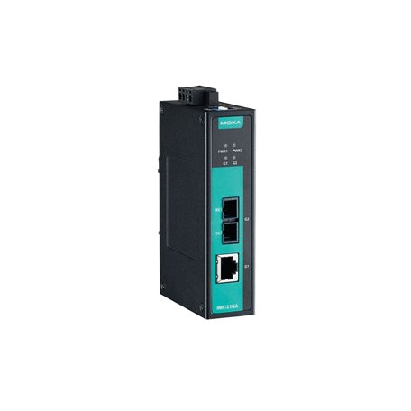 [IMC-21GA-SX-SC-T] Industrial 10/100/1000BaseT(X) to 100/1000Base SC media converter, 0.5 km, -10 to 60°C operating temperature