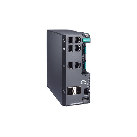Switch: 4 x 10/100BaseT(X) PoE, 2x 10/100/1000BaseT(X), 2x 100/1000BaseSFP, -10 kuni 60°C,  48 VDC