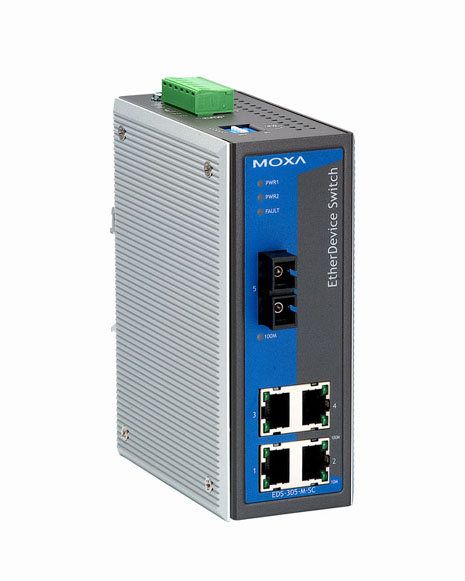 Switch: 4 x 10/100BaseT(X), 1 x 100BaseFX multi-mode SC, 0 kuni 60°C, mittemanageeritav DIN