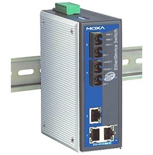 [EDS-405A-SS-SC-T] Ethernet switch with 3 10/100BaseT(X) ports, and 2 100BaseFX single-mode ports with SC connectors, -40 to 75°C