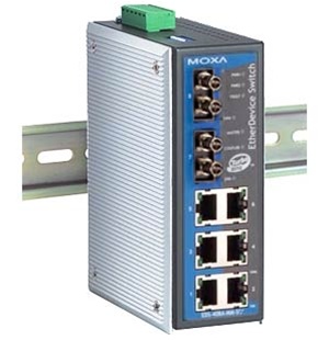 [EDS-408A-MM-ST] Ethernet switch with 6 10/100BaseT(X) ports, and 2 100BaseFX multi-mode ports with ST connectors, 0 to 60°C