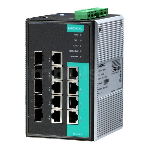[EDS-G509] Ethernet switch with 4 10/100/1000BaseT(X) ports, and 5 combo 10/100/1000BaseT(X) or 100/1000BaseSFP slot combo ports, 0 to 60°C