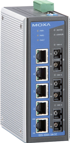 [EDS-408A-3S-SC-T] Switch: 5 x 10/100BaseT(X), 3 x 100BaseFX single-mode SC, -40 kuni 75°C