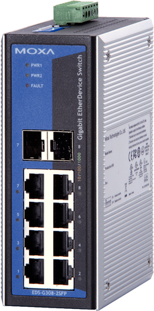 Switch: 6 x 10/100/1000BaseT(X), 2 x 10/100/1000BaseT(X) või 100/1000BaseSFP pesa, 0 kuni 60°C, mittemanageeritav DIN