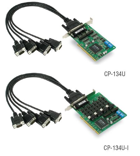 4-port RS-422/485 Universal PCI serial board with optical isolation, 0 to 55°C (includes DB9 male cable)