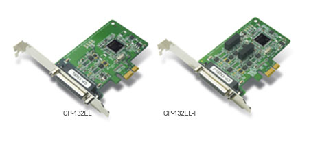 [CP-132EL-I/DB9M] 2-port RS-422/485 low profile PCI Express x1 serial board with optical isolation (includes DB9 male cable)