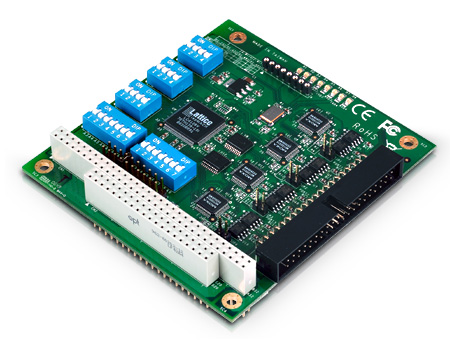[CA-114-T] RS-232/422/485 PC/104 moodul, -40 kuni 85°, 4 porti