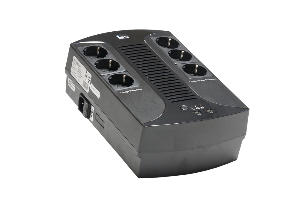 [DM-LI2-0k6-PC-1x7-F2] UPS 360W/600VA line-interactive, 1x 12V/7Ah, 6x CEE 7/3, 2x USB-A