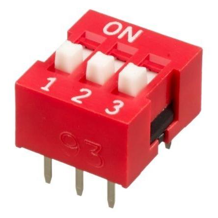 DIP Switch, 3-way, slide, through hole, SPST-NO, 24VDC, 25mA