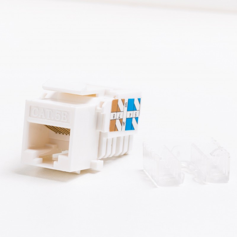 [105-02] Cat5e UTP Keystone Jack Punch Down White 30μm gold plated