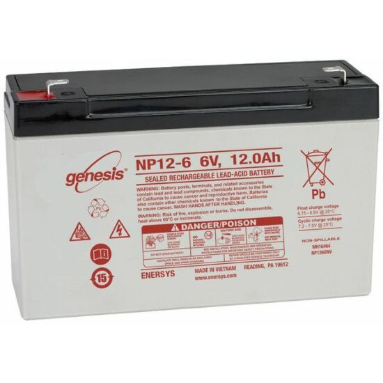 LEAD ACID BATTERY 6V 12Ah 151mm x 50mm x 101mm, 3-5 years