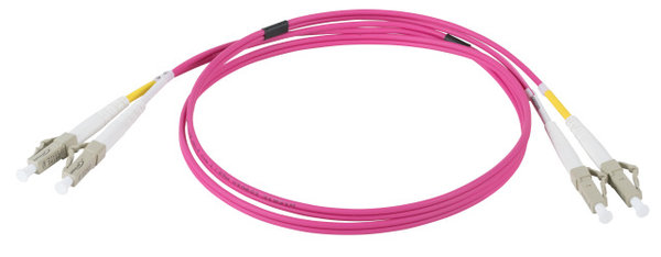 FO jätkukaabel multimode LC-LC duplex OM4 Erika Violet (50/125) 1.0m (Short Boot)