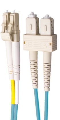 FO jätkukaabel multimode LC-SC duplex OM4 Aqua LSZH 2F 2.0mm ZDPX (Short Boot) 2.0m