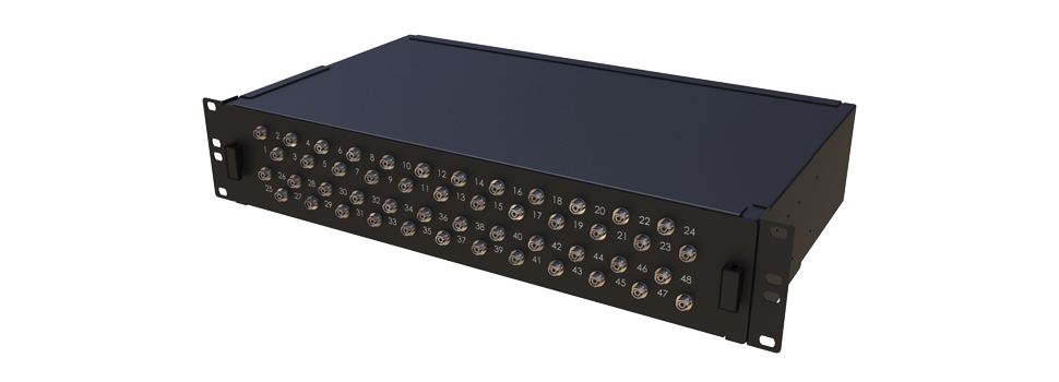 [FMPE48BXKX-25AD] Sliding Panel Black 2U 48 Port (FC/ST) 48F ST MM (Adaptors)
