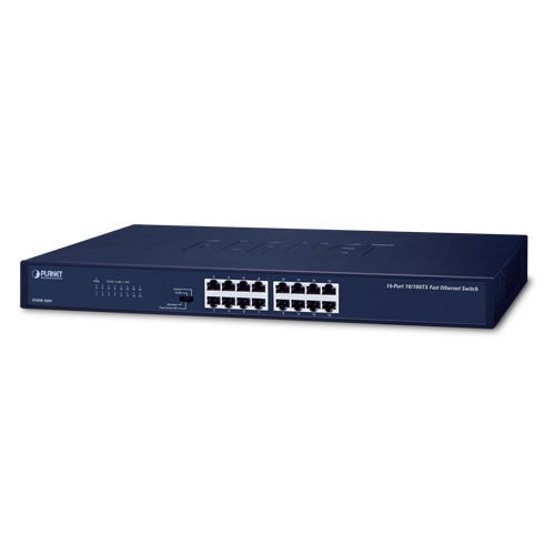 [FNSW-1601] Switch: 16 x 10/100Mbps, metallist, Standard, Flow Control Off, VLAN, Extend, räkitav