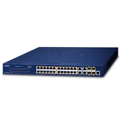 [GS-4210-24PL4C] Switch: 24 x 10/100/1000Mbps PoE+, 4 x TP/SFP Combo, 1 x RJ-45 console, Layer 2/4, räkitav, 430W