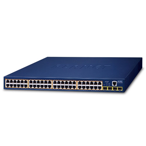 [GS-4210-48P4S] Switch: 48 x 10/100/1000Mbps PoE+, 4 x SFP, 1 x RJ-45 console, Layer 2/4, räkitav 600W