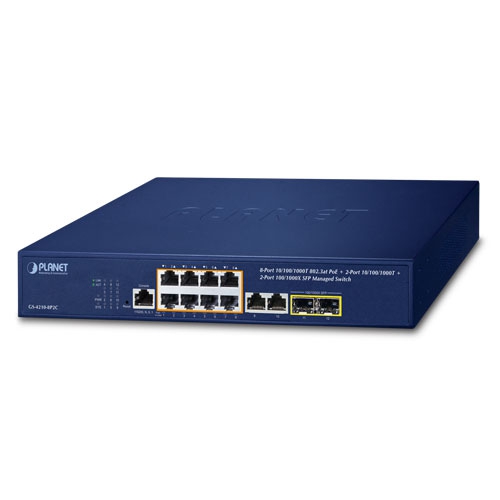 [GS-4210-8P2C] Switch: 8 x 10/100/1000Mbps PoE+, 2 x 10/100/1000Mbps, 2 x SFP, 1 x RJ-45 console, L2+/L4