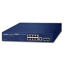 Switch: 8 x 10/100/1000Mbps PoE+, 2 x SFP, 1 x RJ-45 console, Layer 2/4, räkitav