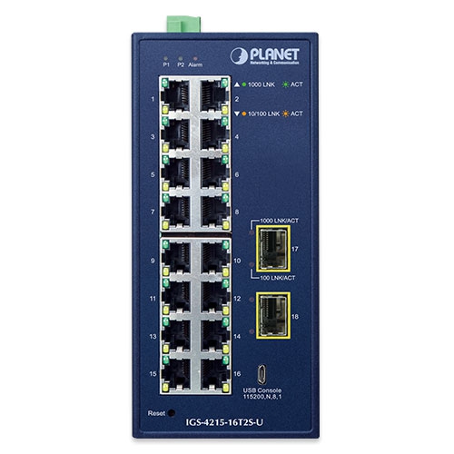 Industrial L2/L4 16-Port 10/100/1000T + 2-Port 100/1000X SFP Managed Switch