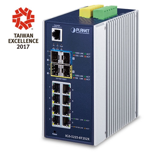 [IGS-5225-8T2S2X] Switch: 8 x 10/100/1000Mbps, 2 x 1G/2.5G SFP,  2 x SFP+, 1 x RJ-45 console, Layer 3