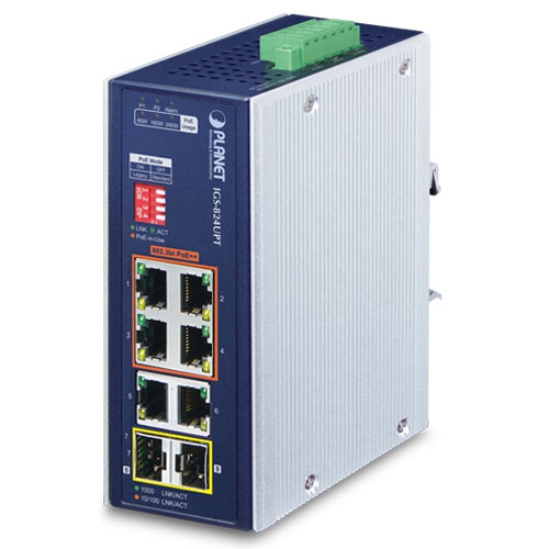Industrial 4-Port 10/100/1000T 802.3bt PoE + 2-Port 10/100/1000T + 2-Port 100/1000X SFP Gigabit Ethernet Switch