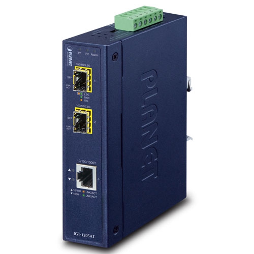 Tööstuslik konverter: 10/100/1000BaseT(X) to 2 x 100/1000/2500X SFP, -40 kuni 75°C