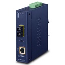1000BASE-LX to 10/100/1000BASE-T 802.3at PoE+ Industrial Media Converter (SC,SM) -20km
