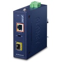 IP30 Compact size Industrial 100/1000BASE-X SFP to 10/100/1000BASE-T 802.3at PoE+ Media Converter (-40 to 75 C)