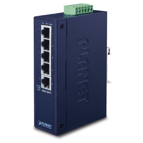 5-Port 10/100TX Industrial Fast Ethernet Switch (-40~75 degrees C operating temperature)