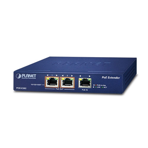[POE-E202] PoE pikendaja/extender/repeater, 10/100/1000Mbps, 1 PoE sisse - 2 PoE välja