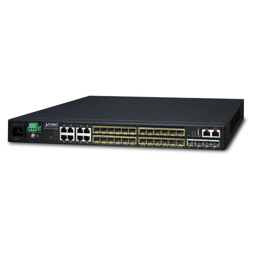 Layer 3 16-Port 100/1000X SFP + 8-Port Gigabit TP/SFP 1000X SFP + 4-Port 10G SFP+ Stackable Managed Gigabit Switch with 36-75V DC Redundant Power