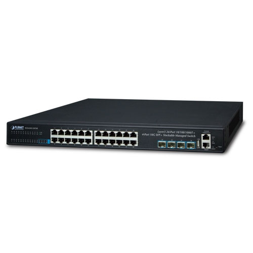 [SGS-6341-24T4X] Switch: 24 x 10/100/1000Mbps, 4 x SFP+, 1 x RJ-45 console, Stackable, Layer 3, räkitav