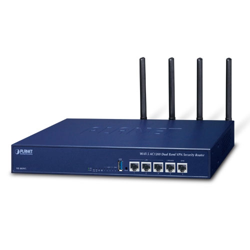 [VR-300W5] WiFi VPN Ruuter: Wi-Fi 5 AC1200, 5 x 10/100/1000BASE-T, 3 x LAN, 1 x LAN/WAN, 1 x WAN, Dual Wan, High Availability, AP Control, Captive Portal, Radius