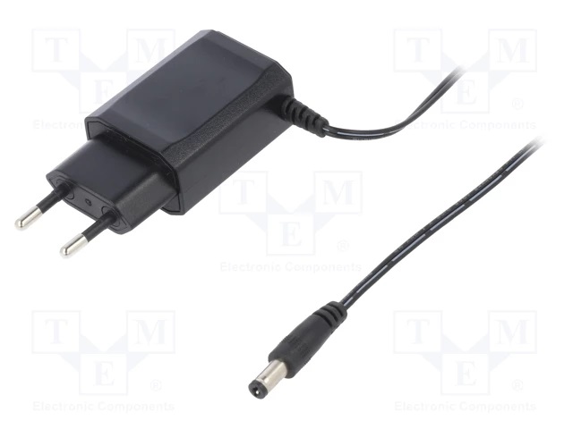 Toiteplokk plug-in 12VDC 0.5A 6W sis.230 VAC 2.1X5.5 mm pistik, must