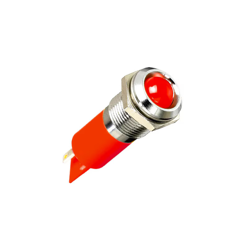 [Q14P1CXXR12E] LED Indicator, 12V dc, Panel Mount, 14mm, Faston, Solder Lug, Red, IP67