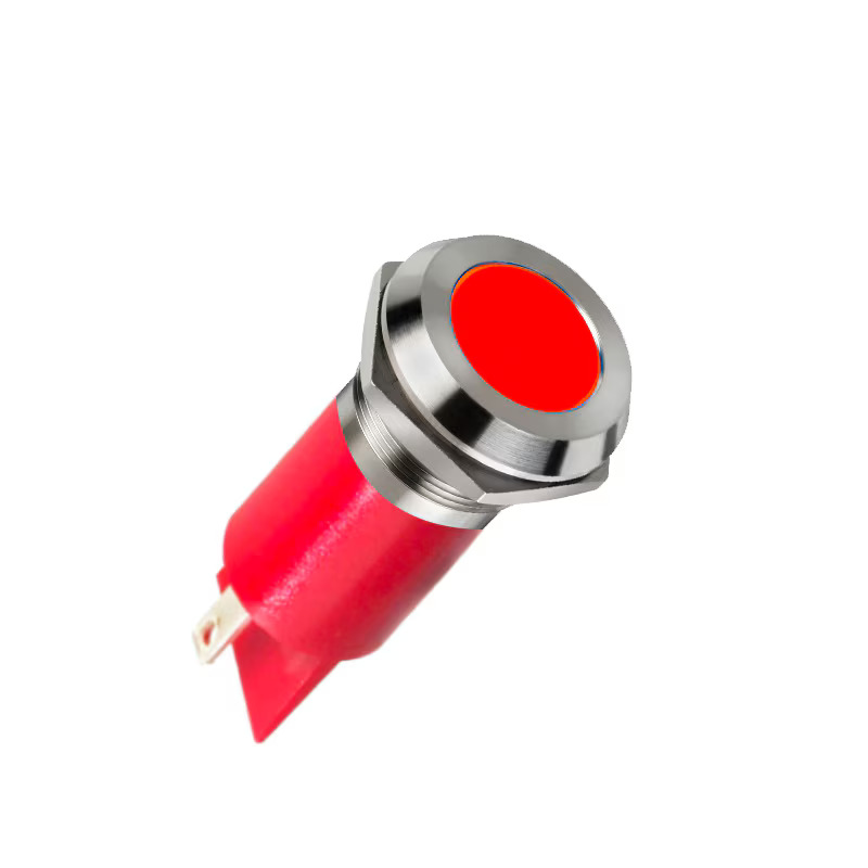 [Q22F1CXXR220E] LED-indikaator, 220V ac, paneelile, 22mm, Faston, jootekontakt, punane, IP67