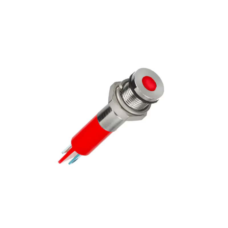 [Q6F1CXXR12E] LED-indikaator, 12V dc, paneelile, 6mm, Faston, jootekontakt, punane, IP67