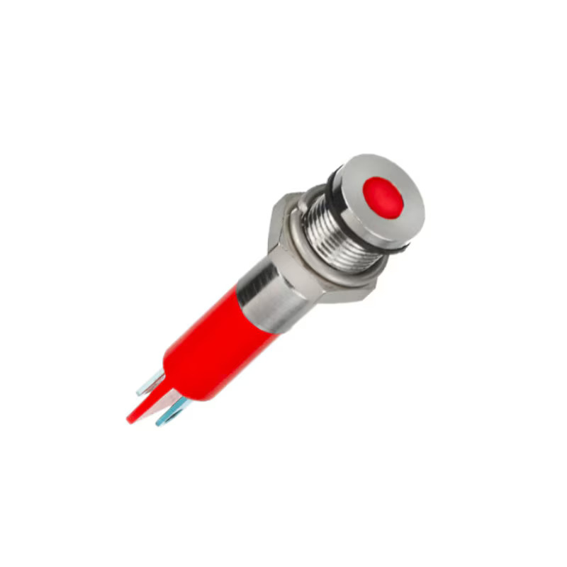 [Q8F1CXXR24E] LED Indicator, 24V dc, Panel Mount, 8mm, Faston, Solder Lug, Red, IP67