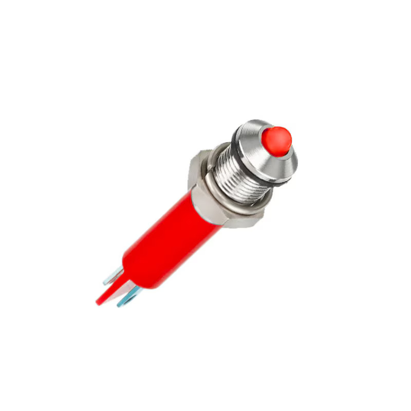 [Q8P1CXXR12E] LED Indicator, 12V dc, Panel Mount, 8mm, Faston, Solder Lug, Red, IP67