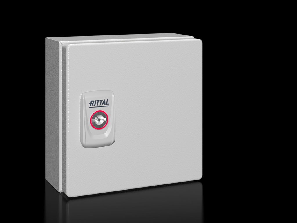 KX E-Box, WHD: 150x150x80 mm, sheet steel, with mounting plate, with door