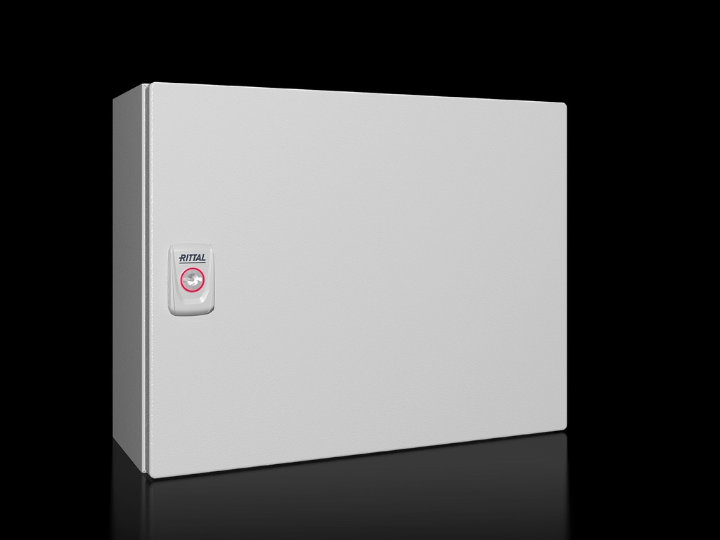 KX E-Box, WHD: 380x300x155 mm, sheet steel, with mounting plate, with door