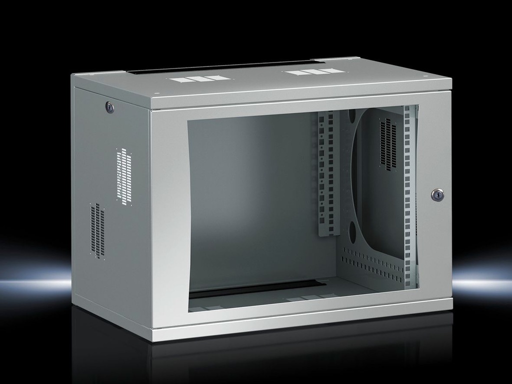 Seinakapp FlatBox 9U, 492x600x600 k,l,s, klaasuks, lukustatav, 19" siinid komplektis