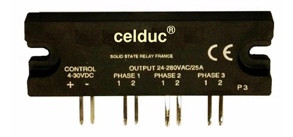 [SHT842300] Pooljuhtrelee (SSR) 3X25A/230VAC/Juhtimispinge 10-30V
