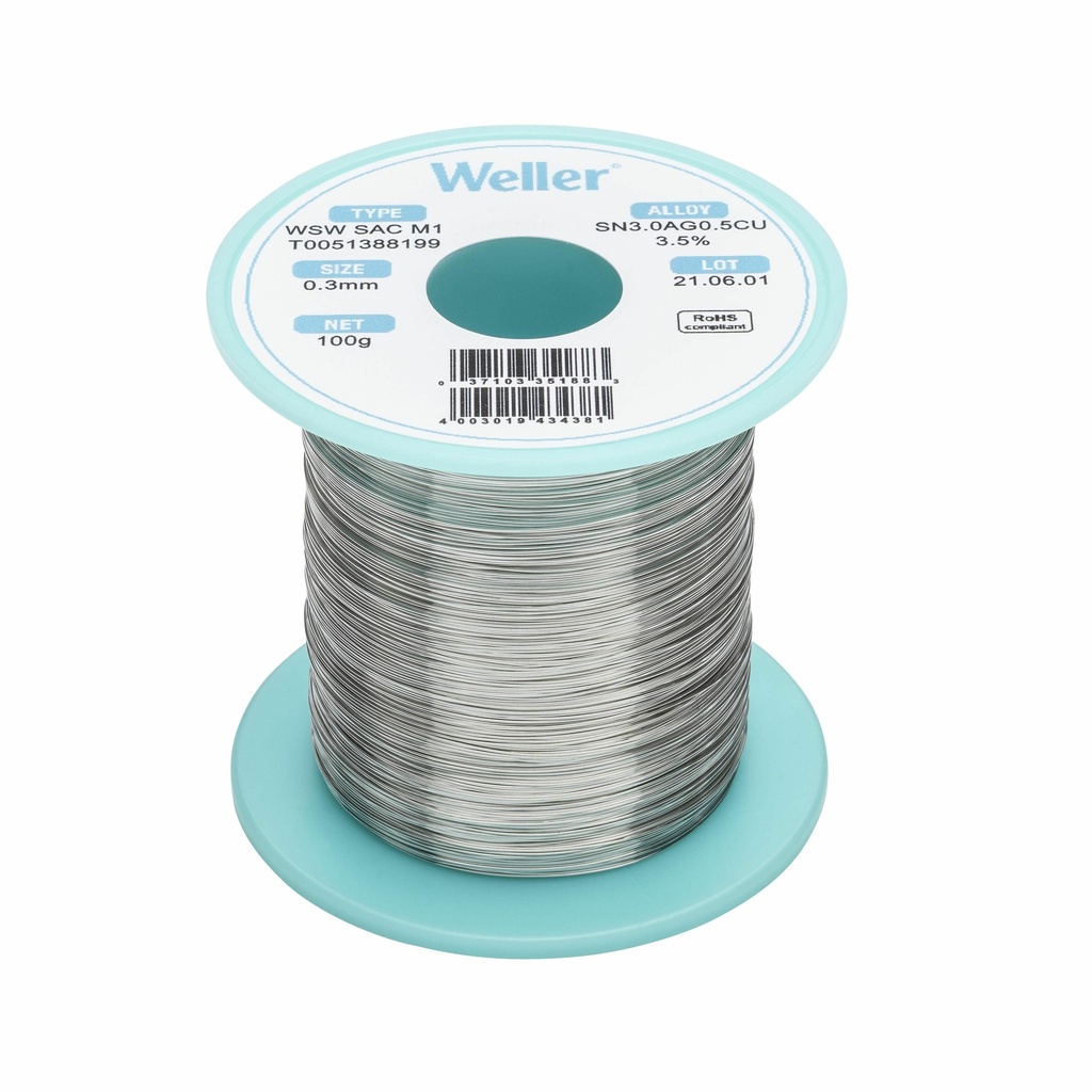 [T0051388199] Pliivaba tina WSW SAC M1 SOLDER WIRE 0.3MM, 100G