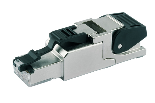 [J00026A2001] Modularpistik RJ45 Cat6a ühekiulisele/mitmekiulisele MFP8 T568B 24-22 AWG 27-22 AWG tööriistavaba