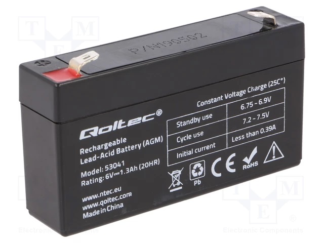 [ACCU-HP1.3-6/Q] Pliiaku 6V 1,3Ah OLTEC
