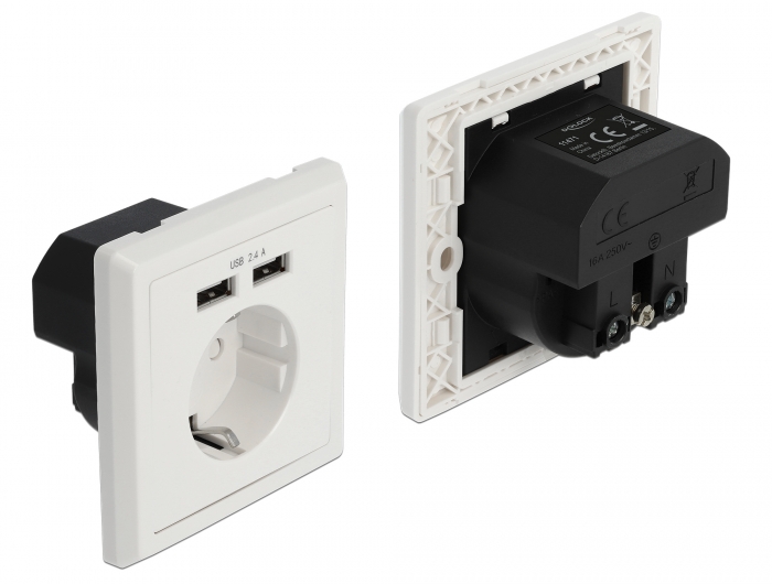 [11471] Süvistatav seinapesa 2xUSB-A 2.4A
