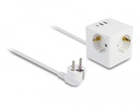 Maandusega pikendusjuhe 3 pesa/ 1.5m, max 3680W, valge , 2x USB-A, 1x USB-C