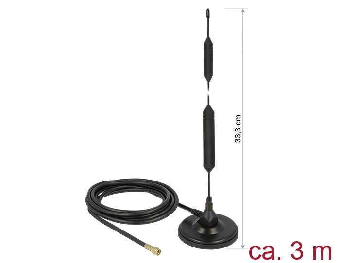 Ringantenn: 5 dBi, LTE, Bluetooth,GSM, UMTS, WLAN Dualband, ZigBee, Z-Wave, sise-ja välitingimustele, magnetalusega, RG-58 3.0m, sma